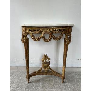 Louis XVI Period Console Table In Gilded Wood, Stamped