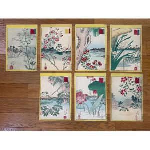 Utagawa Hiroshige Ii, 7 Prints Of Flowers, Plants, And Landscapes