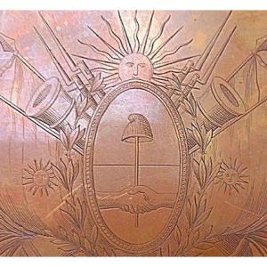 Coat Of Arms On Copper Plate From The 19th Century, Argentina