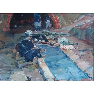 Washerwomen In Provence, Joseph Milon, Provençal School.