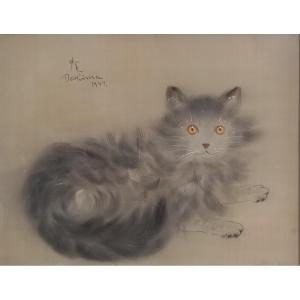 Cat, 1939. Shunko Deshima. Japan, Paris School.