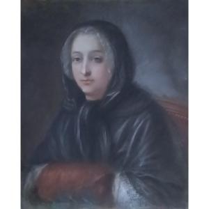 Woman With A Muff. 18th Century. Pastel.