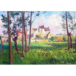 View Of A Village Near Aix-en-provence. 1918, Edouard Ducros.