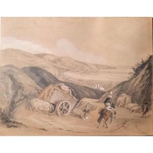 Maurice Rugendas (attributed). Descent From Valparaiso. Chile. Circa 1838.