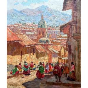 Street Market In La Paz, Bolivia. Henry Sené 1928.