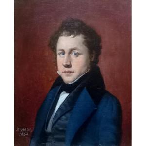 Pierre Jean Vallet, Pupil Of Ingres. Portrait Of A Man In A Blue Frock Coat (1834)
