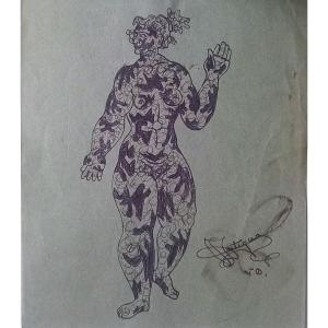 Tattooed Woman 1950. Cuban Modernist School.