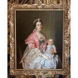 Portrait Of A Lady And Her Child Circa 1760 - British School - Studio Of Sir Allan Ramsay