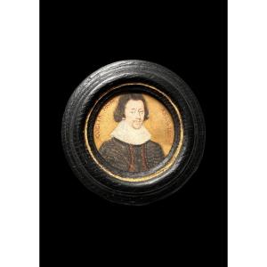 17th Century Watercolor On Velumn Portrait Of John Hunt (d.1625), Attributed To John Hoskins