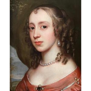 English Portrait Of A Noble Woman From The 17th Century Circa 1655 - By John Hayls (1600-1679)