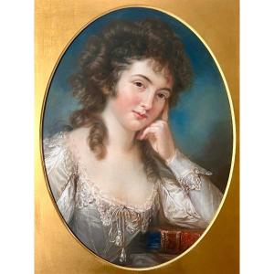 Portrait Of Miss Mary Linwood With A Book Entitled "da Vinci On Painting" By John Russell