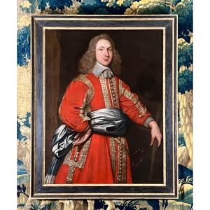 17th Century Anglo-dutch School - Portrait Of An Officer Circa 1655.