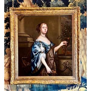 Portrait Of A Lady Picking Oranges Circa 1655 - Circle Of Sir Peter Lely.