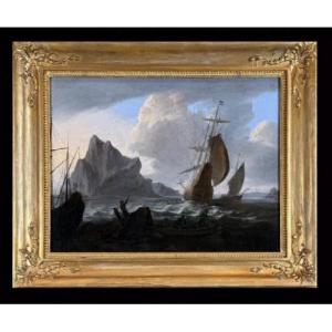 Bonaventura Peeters Circle (1614-1652) - Dutch Ships In The Storm