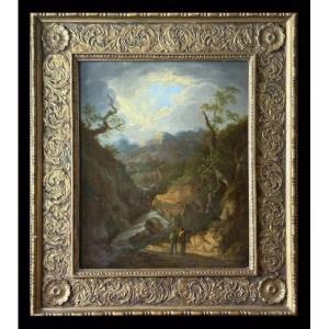 Benjamin Barker De Bath (1776 - 1838) - A Mountainous Landscape With Figurines.