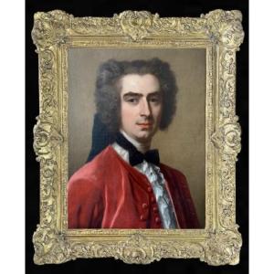 Circle Of Jean-baptiste  Van Loo (1684-1745) - Portrait Of A Gentleman In A Red Jacket