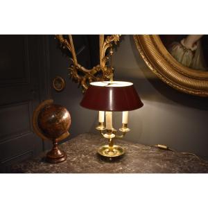 Hot Water Bottle Lamp With Three Lights With Red Lampshade
