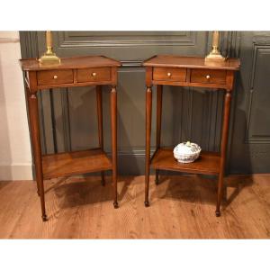 Pair Of Cherry Wood Bedside Tables