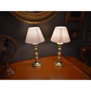 Pair Of Bronze Lamps