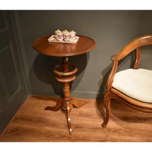 Round Walnut Pedestal Table