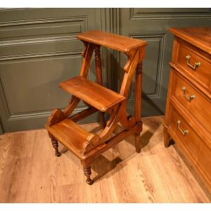 Mahogany Three-step Library Ladder