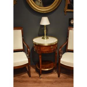 Louis XVI Style Round Marquetry Table