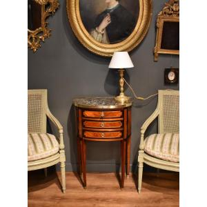 Small Louis XVI Half-moon Chest Of Drawers Stamped Pierre Antoine Veaux