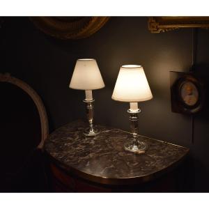 Pair Of Directoire-style Candlestick Lamps