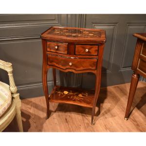 Louis XV Style Marquetry Chiffonier Or Bedside Table, Gouffé