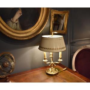 Three-light Bouillotte Lamp With Ivory Lampshade