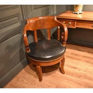 Swivel Office Chair In Walnut