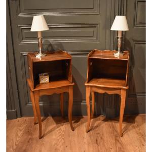 Pair Of Small Walnut Bedside Tables