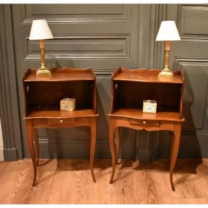 Pair Of Louis XV Style Bedside Tables In Walnut