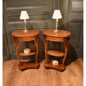 Pair Of Swan-neck Bedside Tables