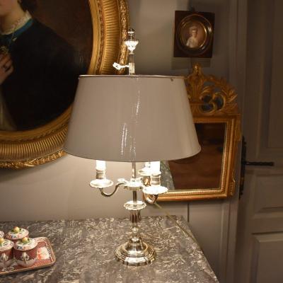 Lampe Bouillotte With Three Lights In Silver Bronze