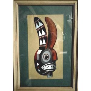 Expressionist Gouache Tribal Mask  