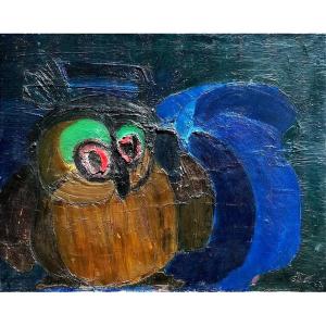 Abstract Expressionist School Owls 1960