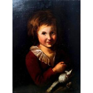 Portrait Of A Young Boy With A Cat, Late 18th Century