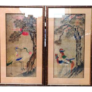 China Pair Of 18th Century Drawings