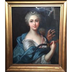 Large Pastel Diana The Huntress 18th Century