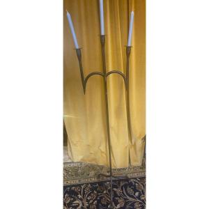Wrought Iron Candlestick ,in The Style Of The Marolles Atelier, 1950s