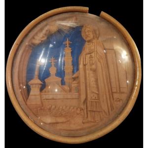 Small Round Russian Icon, 19th Century.