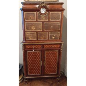 Inlaid Cardboard Maker With Its Clock, 19th Century