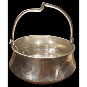 Russian Cup In Sterling Silver With Handle, Art Nouveau, 20th Century.