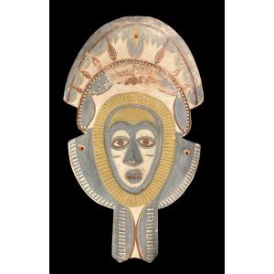 African Mask In Painted Terracotta, 20th Century
