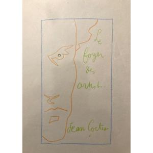 Jean Cocteau, Color Drawing On Paper, 20th Century