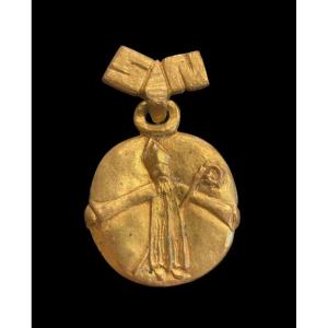 Line Vautrin, Saint Nicolas Brooch In Golden Bronze, 20th Century
