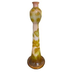 Gallé, Large Vase With Umbels, Art Nouveau, 20th Century.