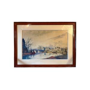 Frank Will (1900 - 1951), Quai De Seine, Watercolor