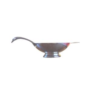 Silver Swan Gravy Boat, Christian Fjerdingstad (1891-1968) For Gallia Christofle